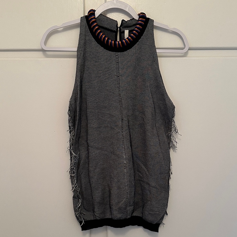 NEW Pier Antonio Gaspari Sweater Tank Top Sleeveless Black & White
